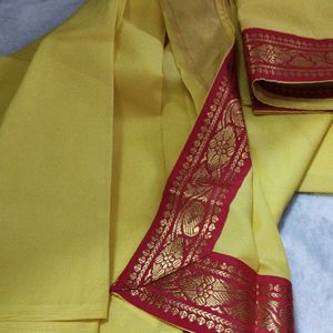 Yellow Colour Silk Saree For Little Angels