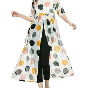 Casual Dot Printed Color Georgetee Long Dress