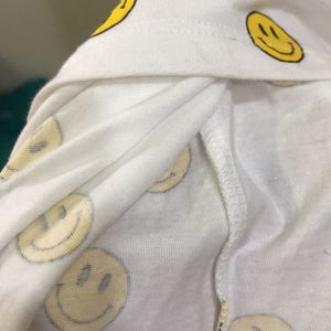 Smiley White With Mustard Yellow Ringer T-shirt