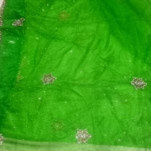 Very Beautfull Parrot Green Net Saree