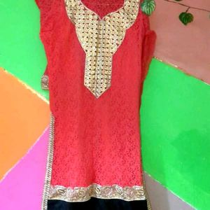 This Is Net Kurta Suit With Churidar Pyjama