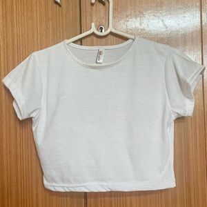 White Cotton Crop Top