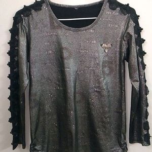 ✅️Black Metallic Colour Comfy Top