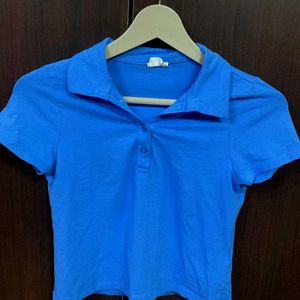 Cotton On: Blue Collared Fitted Top