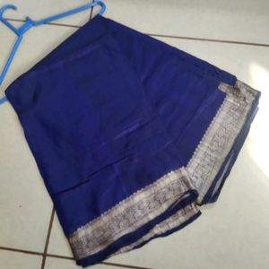 Navy Blue Silk Plain Saree