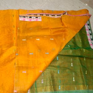 Orange Cotton Saree