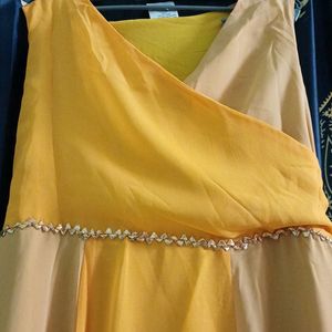 Yellow Georgette Long Dress