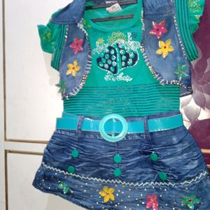 1-2 YrSea Green Midi With Jacket And Belt