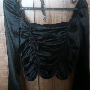 Imported Black Satin Top