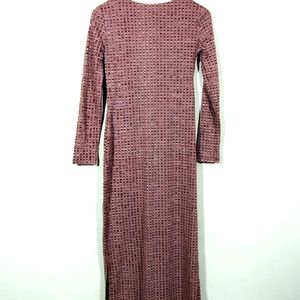 DNMX Maroon Printed Long Dress (Women)