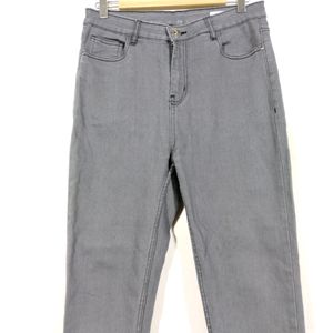 Zudio Grey Cotton High Rise Jeans (Women)