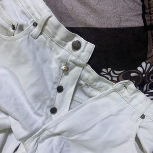 White Denim Straight Jeans