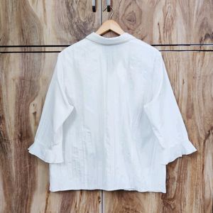 White Frill Shirt Size-44