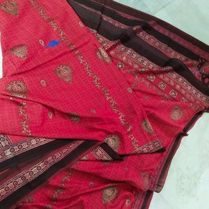 New Red Multiprint Saree