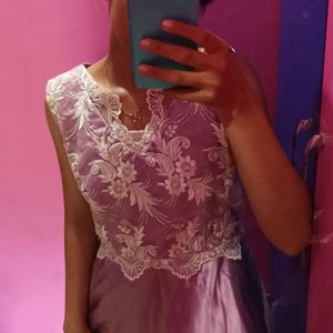 Party Wear Purple Silk Dress