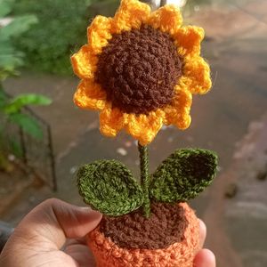 Handmade Crochet Sunflower Pot