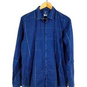 Navy Blue Checks Shirt (Men's)