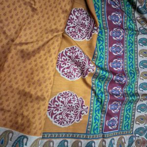 Mustard Polysilk Saree