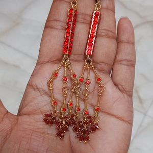 Red Colour Long Earrings