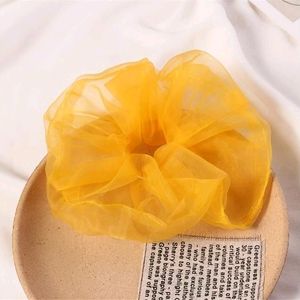 Yellow Net Fabric Scrunchie 💛