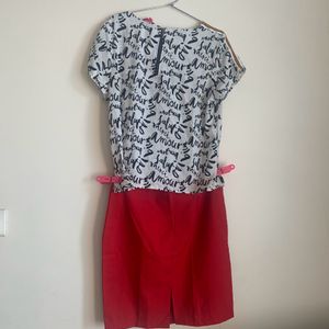 Red Skirt And Printed Top Set