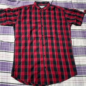 attitude brd red checks half sleeve xl luk new