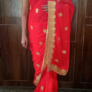 New Saree With Stich Blouse