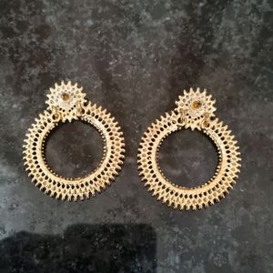 Beautiful Blue And Golden Earrings