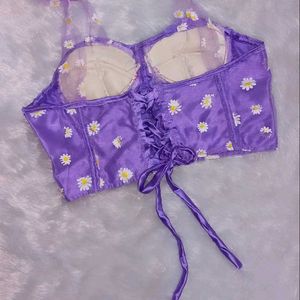 Lilac Daisy Painted Corset