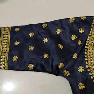 Navy Blue Beautiful Embroidery Design Blouse