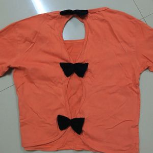 Orange And Black Stylish Back Crop Top✨