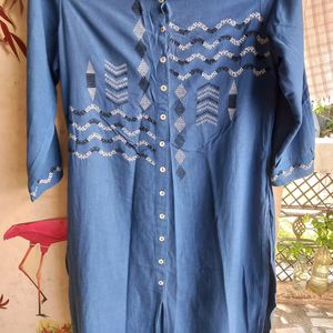 Classic Blue Kurta Type Top