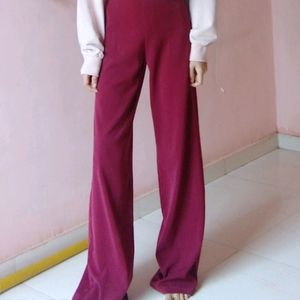 Maroon Highrise Flared Korean Formal Casual Pants