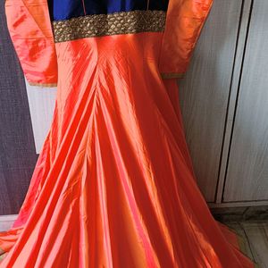 Heavy Embroidered Mulberry Silk Ethnic Gown