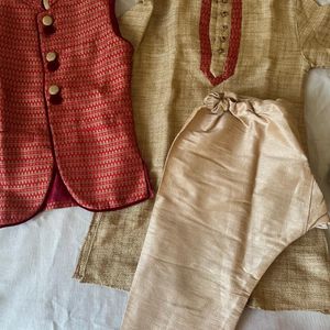 Manyavar Boys Ethnic 3piece Kurta Set