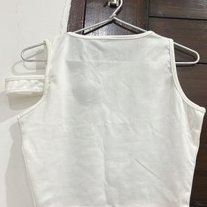 Women White Cut Style Top