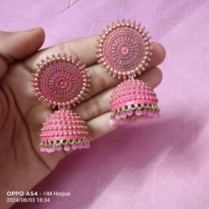 Metal Pink Jhumka