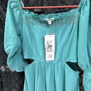 AND Teal A-line Dress