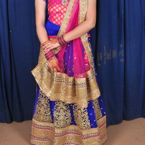 Beautiful Blue And Pink Bridal Lehenga