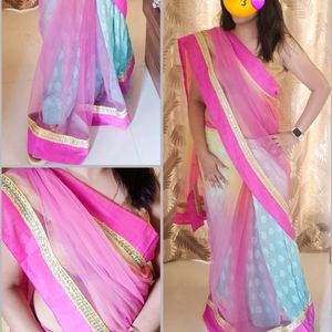 beautiful shaded saree with embroidery , Ready Bls