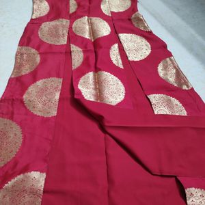Red Slit Gown With Dupatta