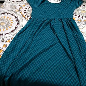 teal georgette maternity dress with zip, XL Size