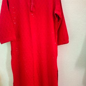 Red Georgette Embroidery Kurta