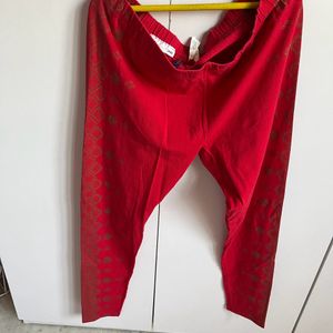 Red Foil Print Leggings