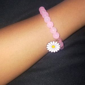 Handmade Pink Flower Bracelet