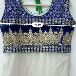 Designer White Blue Ethnic Anarkali Gown