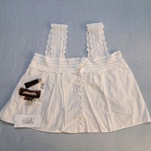 Lace Trim White Top