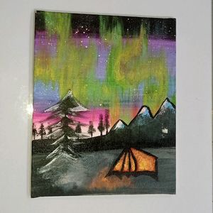 Canvas Board Painting Of Northern Lights