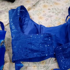 Jaipuri Saree With Blouse Royal Blue