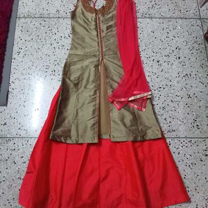 Front Cut Kurti Skirt Set